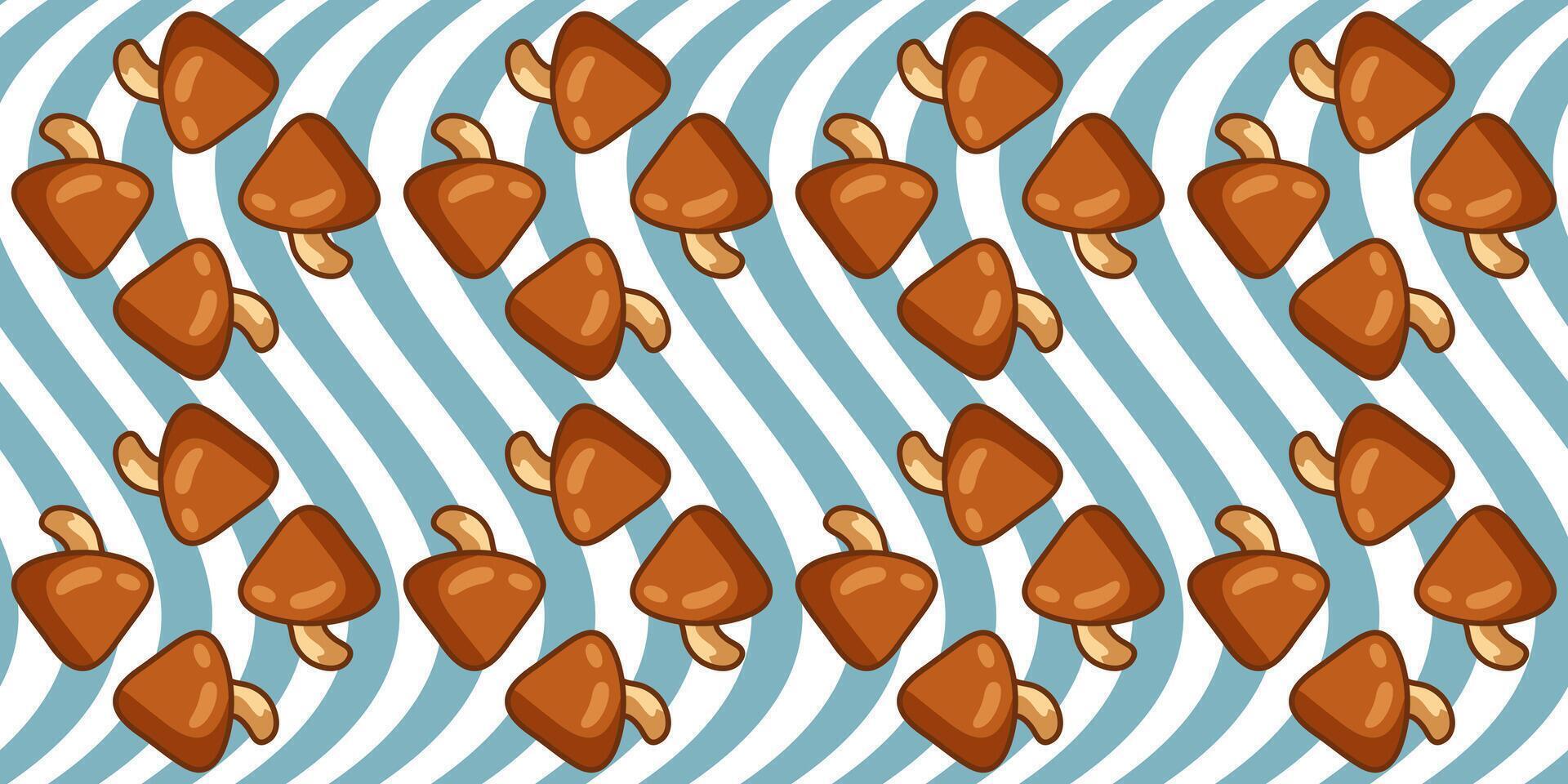 Seamless Mushroom Wave Pattern vector