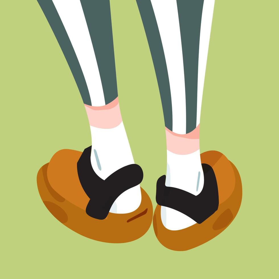 Brown Clogs With Socks Illustration vector