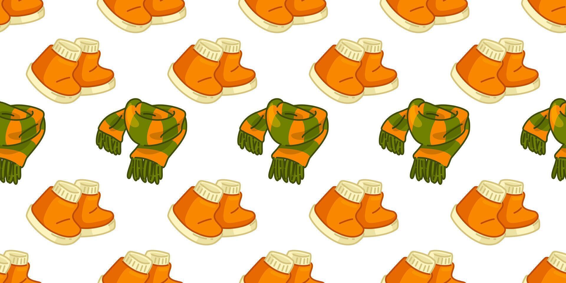 Seamless Autumn Scarf Boot Pattern vector