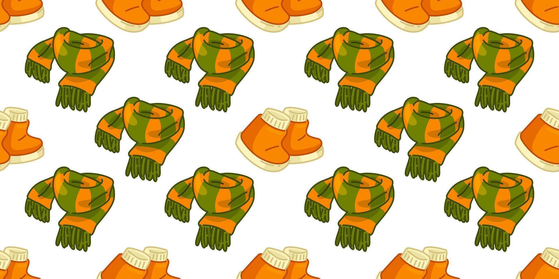 Seamless Scarf Boots Pattern vector