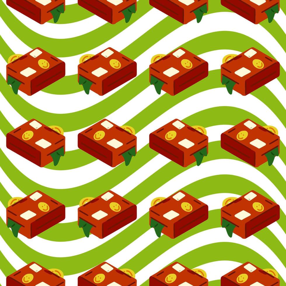 Seamless Suitcase Travel Pattern vector
