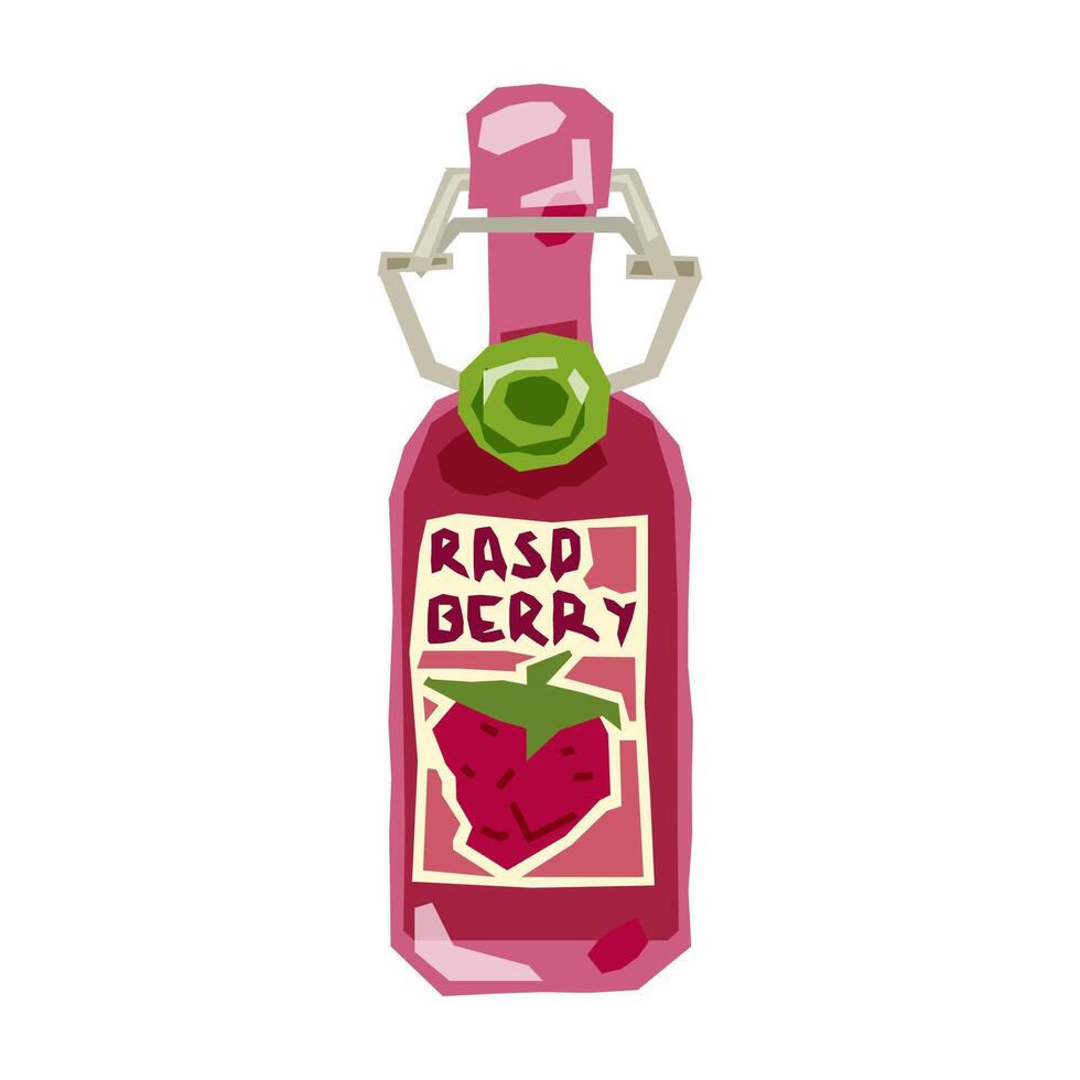 Raspberry Drink Bottle Illustration vector