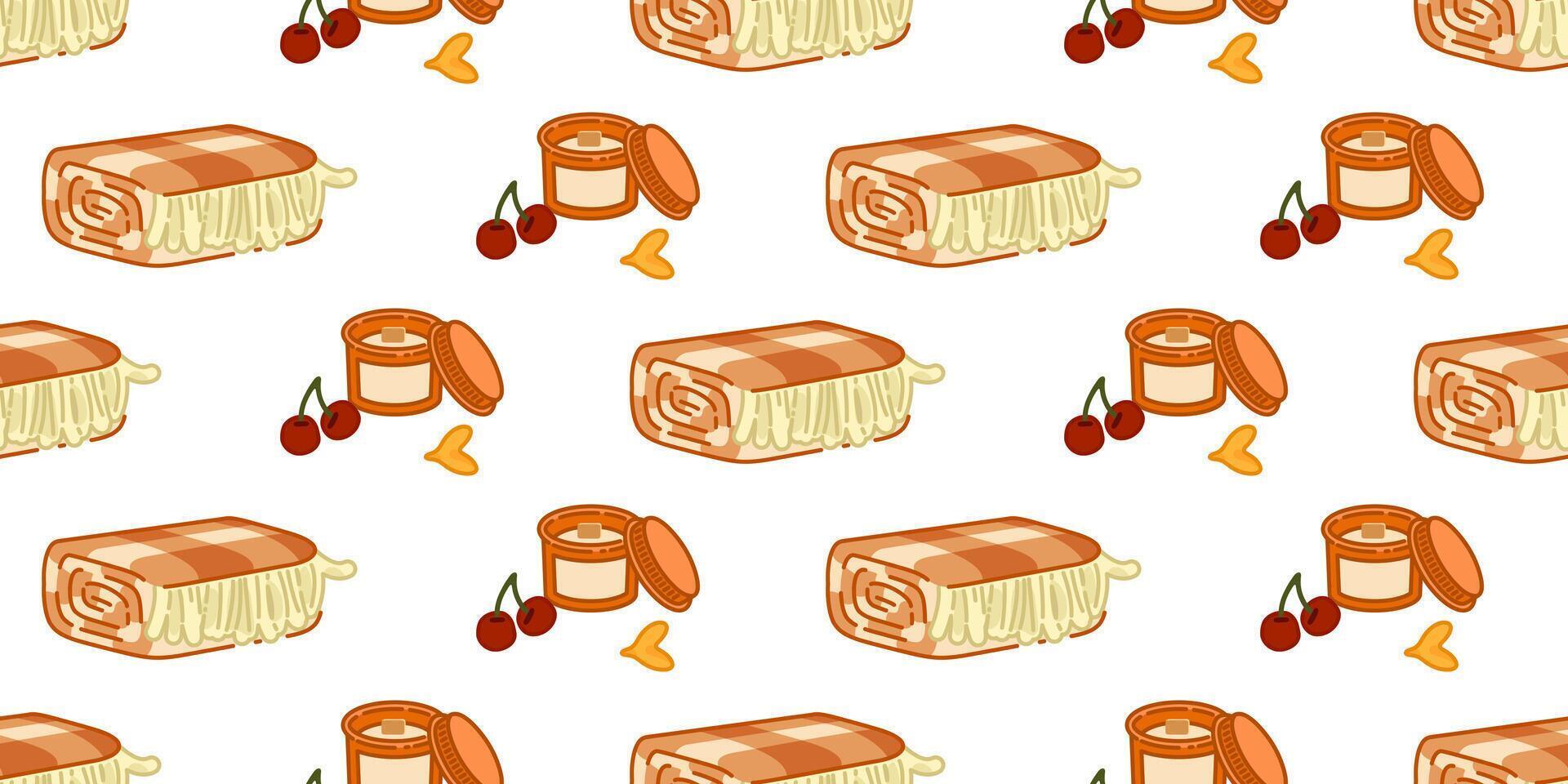 Seamless Blanket Candle Cherry Pattern vector