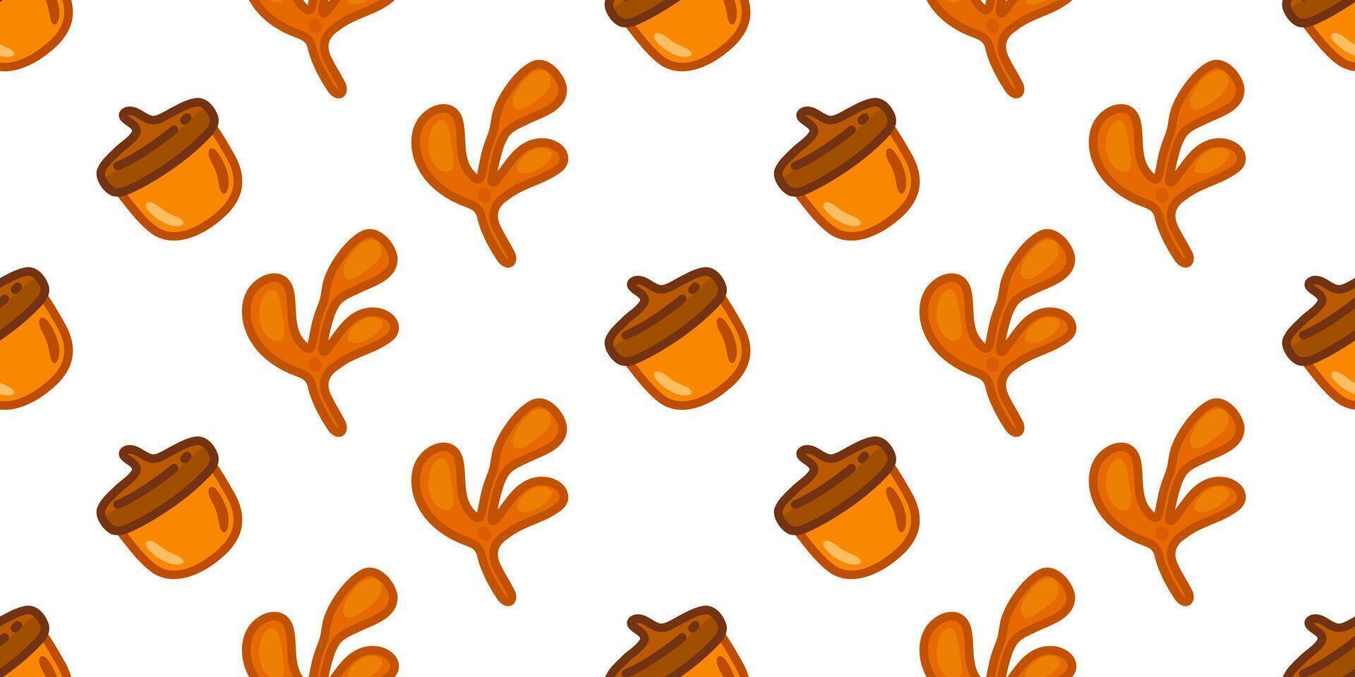 Seamless Acorn Twig Pattern Design vector
