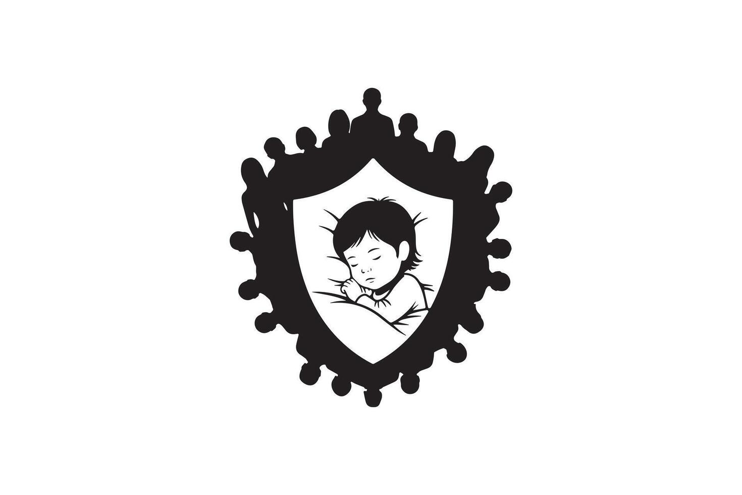 Child Sleeping Silhouette Illustration Newborn Safety Silhouette vector