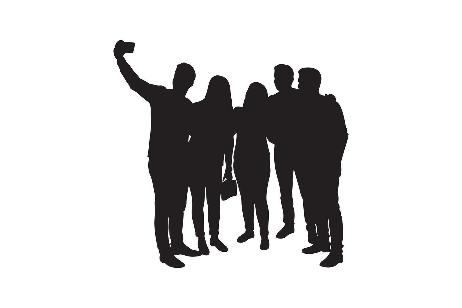 Photo Moment Silhouette Graphic Group Selfie Silhouette vector