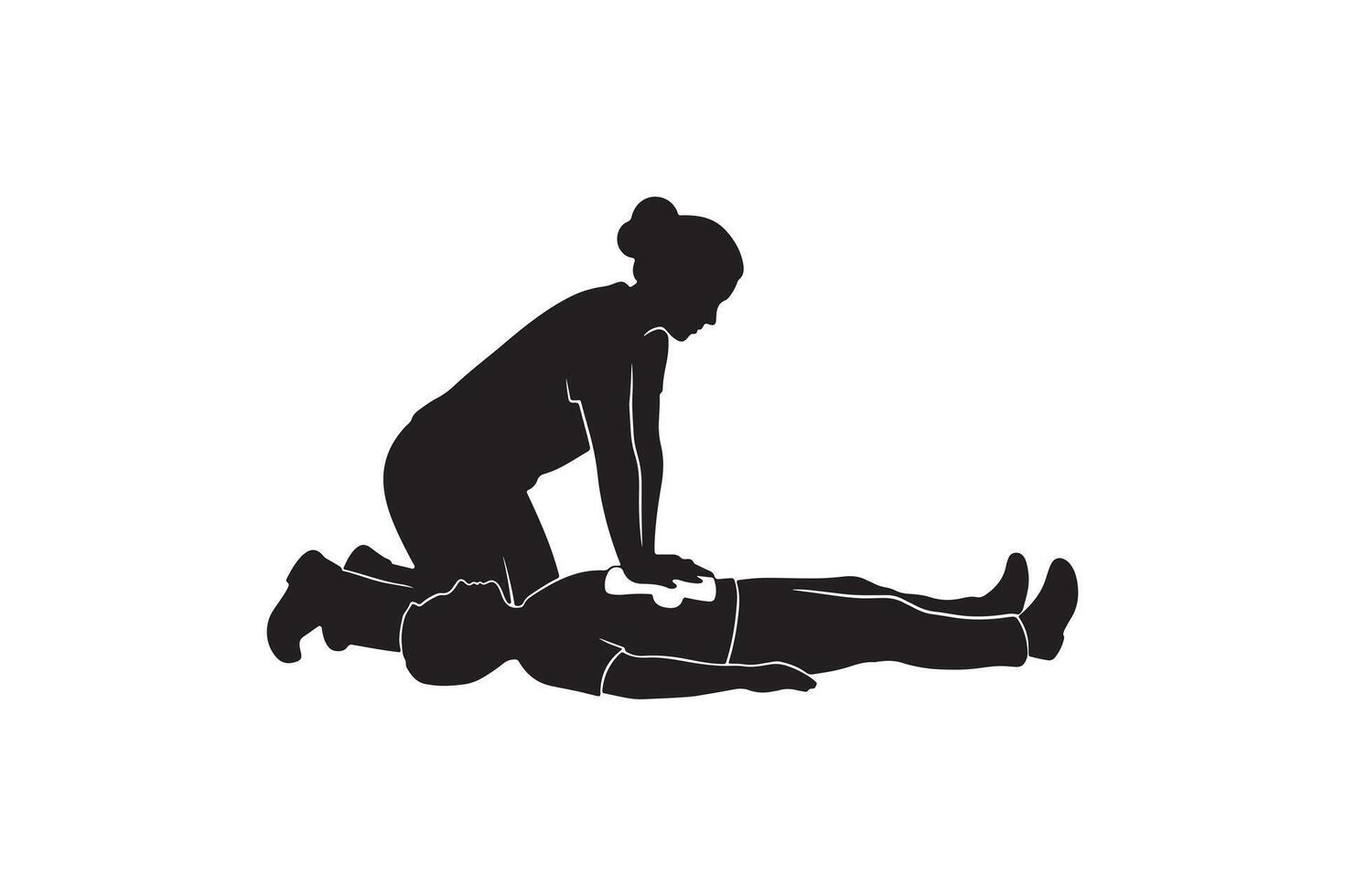 Woman Giving CPR Silhouette Design Emergency Life Support vector