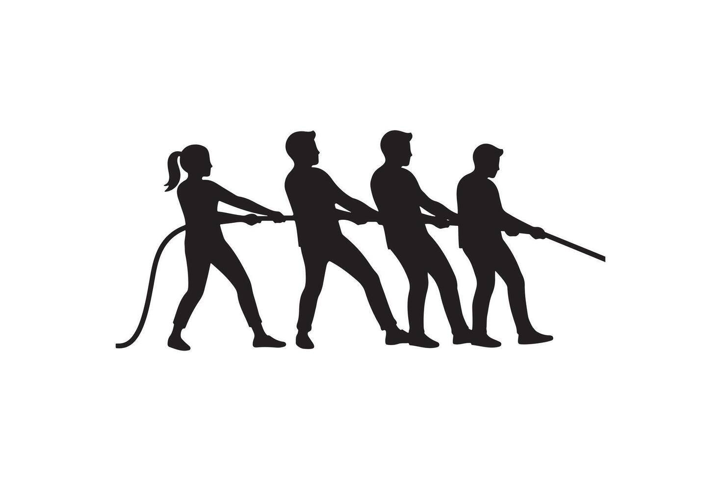 Tug of War Silhouette Pulling Together Tug of War Silhouette vector