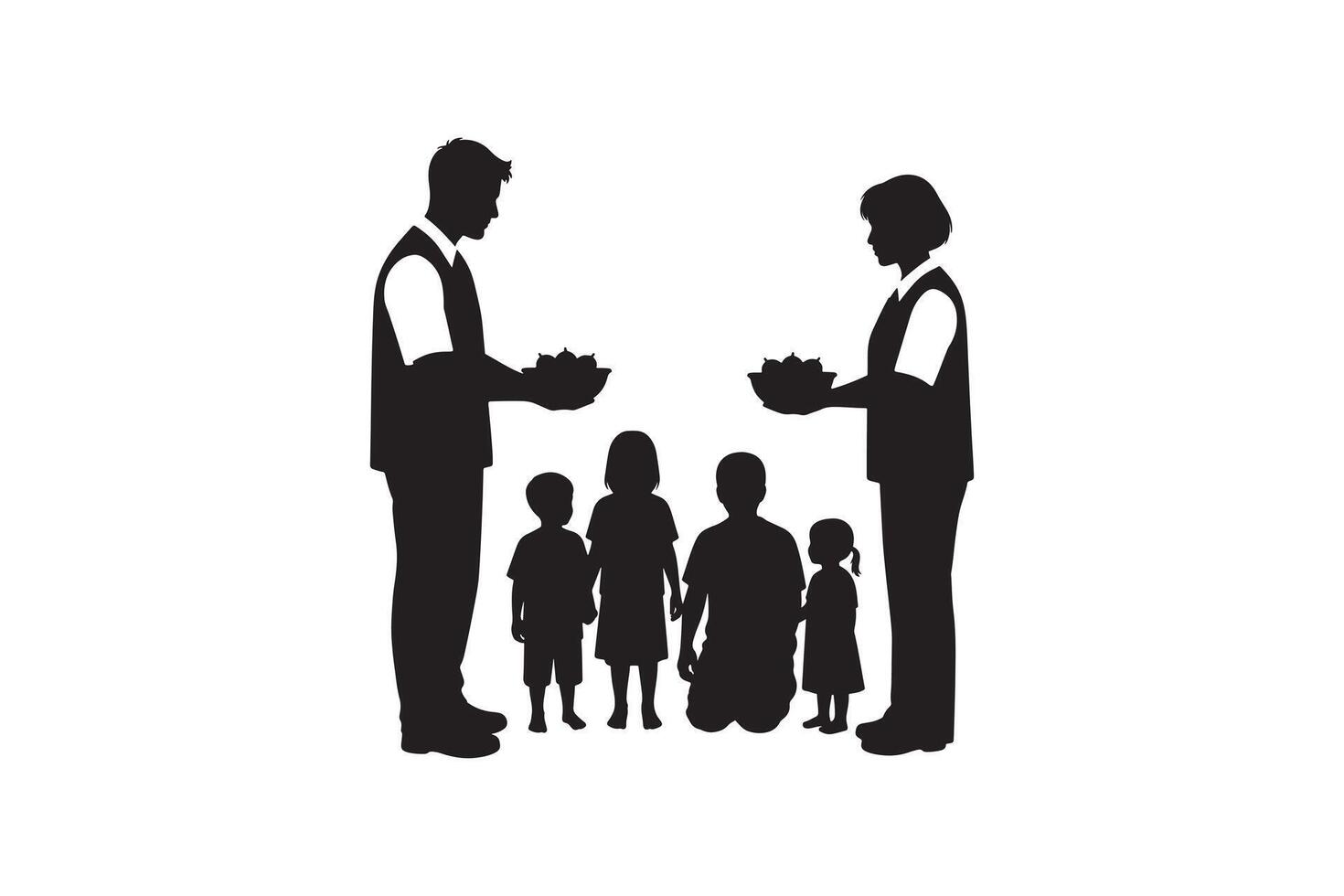 Food Donation to Kids Silhouette Art Community Support Kids vector