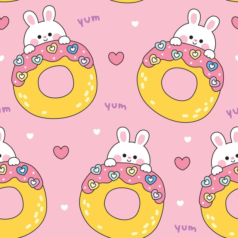 Bunnies and donuts pattern design vector