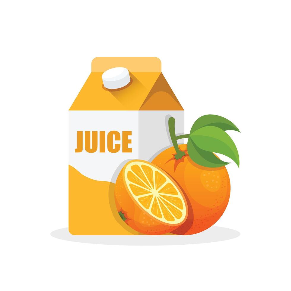 Orange juice carton and orange juice illustration vector