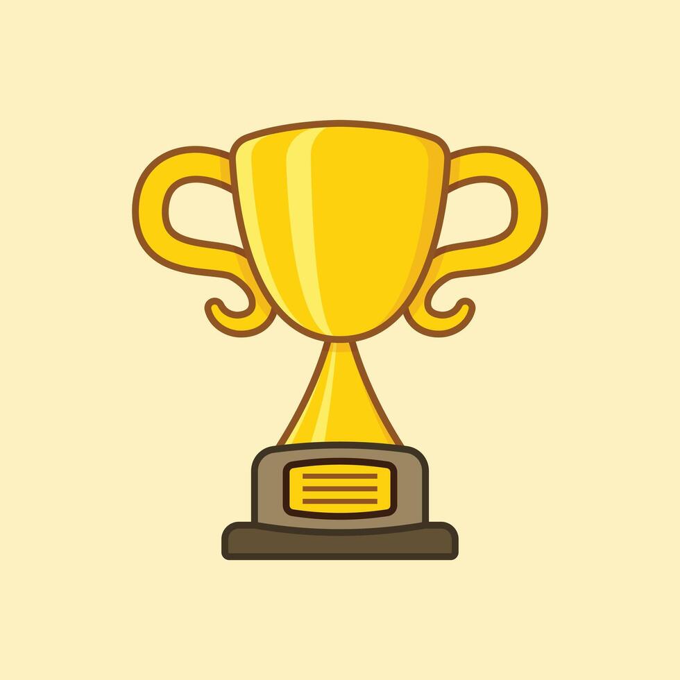 A trophy cup icon on a yellow background vector