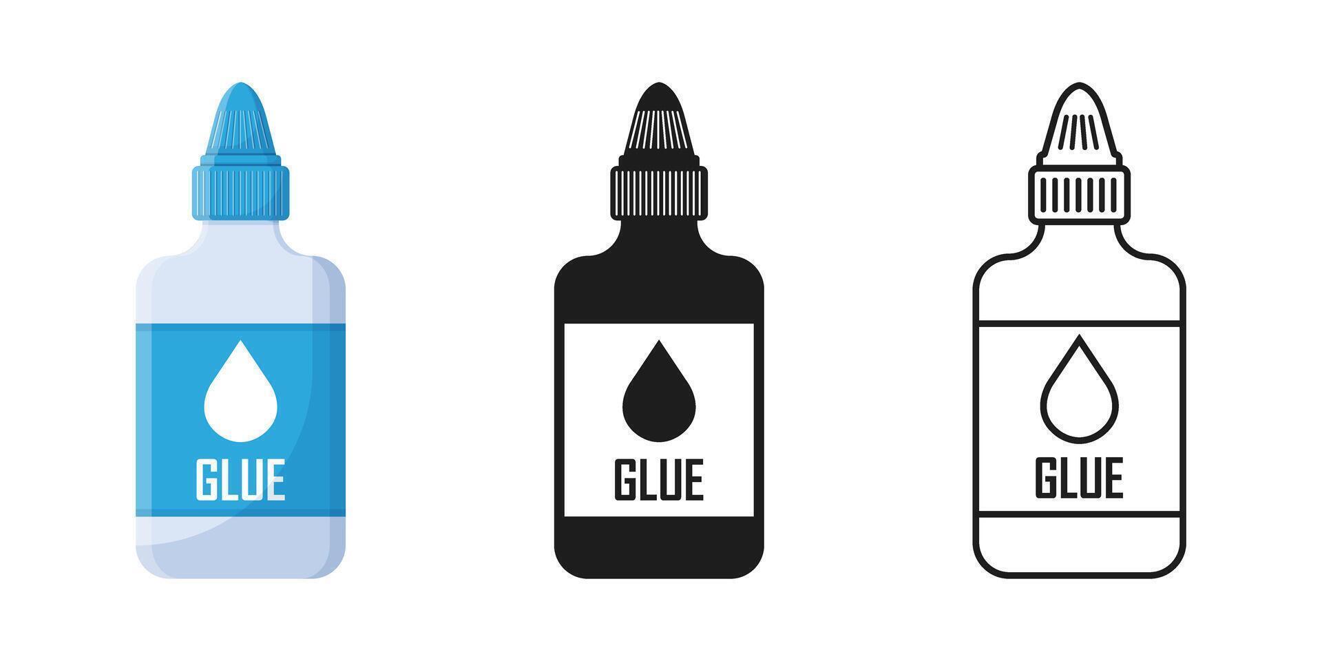 Glue bottle, bottle and dropper illustration vector