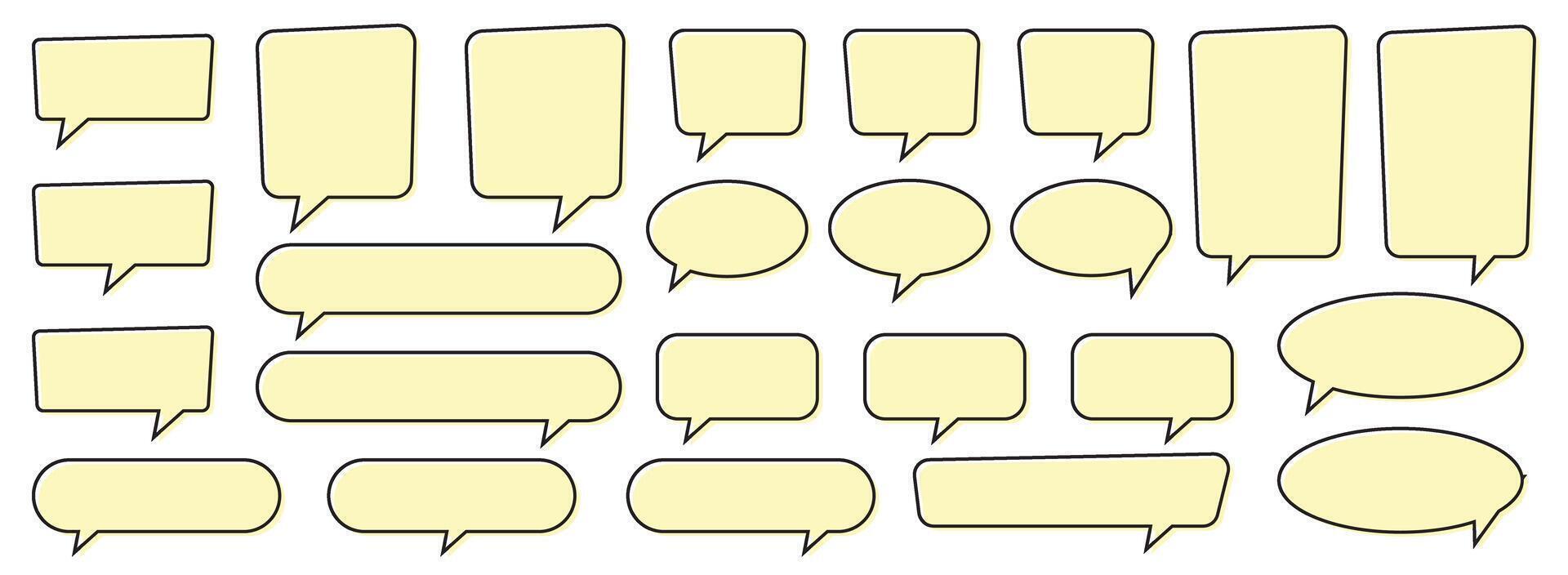 Yellow Chat and Speech Bubble Set. Empty Speech Bubble. vector