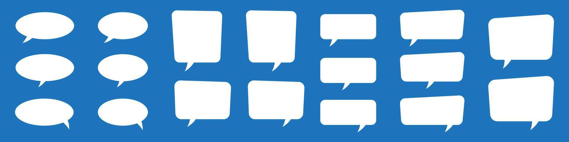 White speech bubble and thought bubble shapes in comic style. Blank text boxes for communication, storytelling, comic books, and graphic design. vector