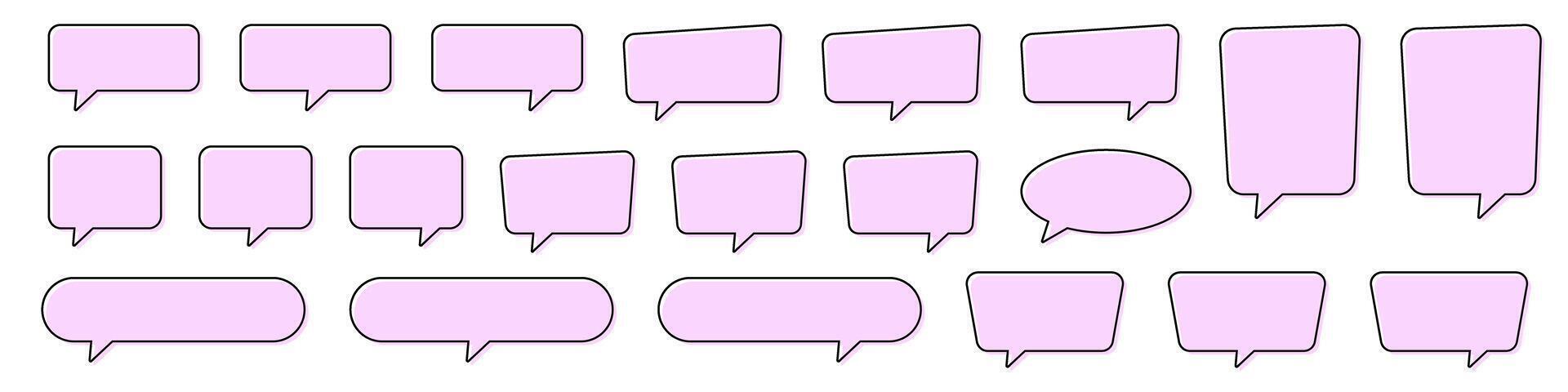Speech Bubble Set in Pink. Flat Pink Communication Bubbles. Chat, Text, Dialog Icons. vector