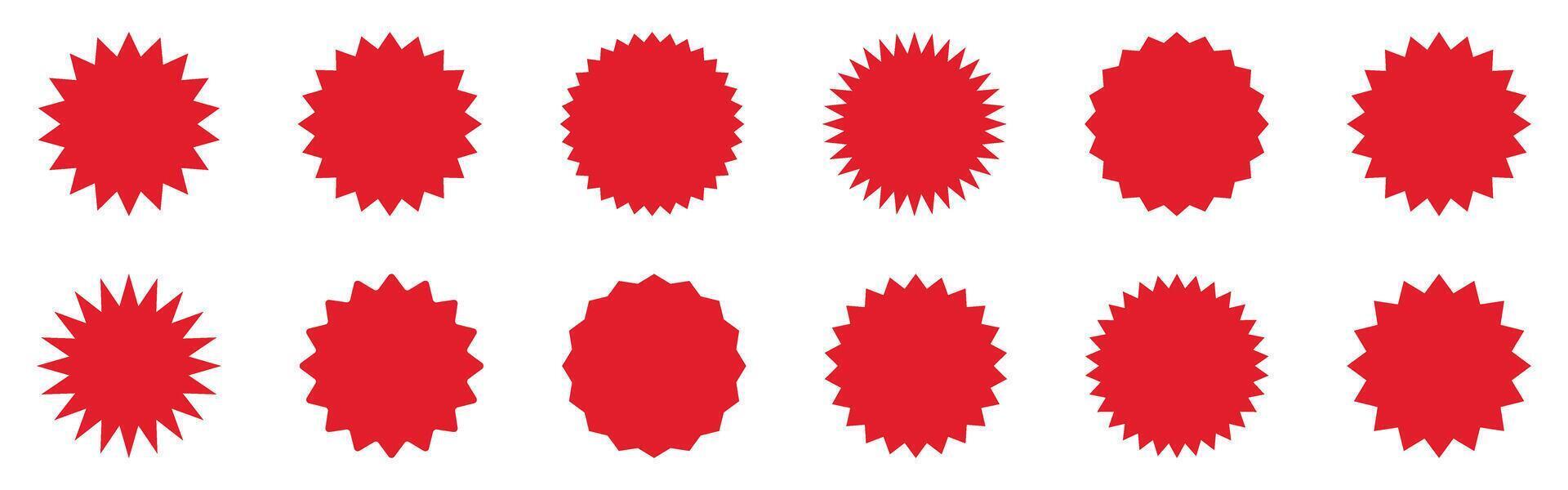 Set of red starburst, sunburst badges. Best for sale sticker, price tag, quality mark. vector