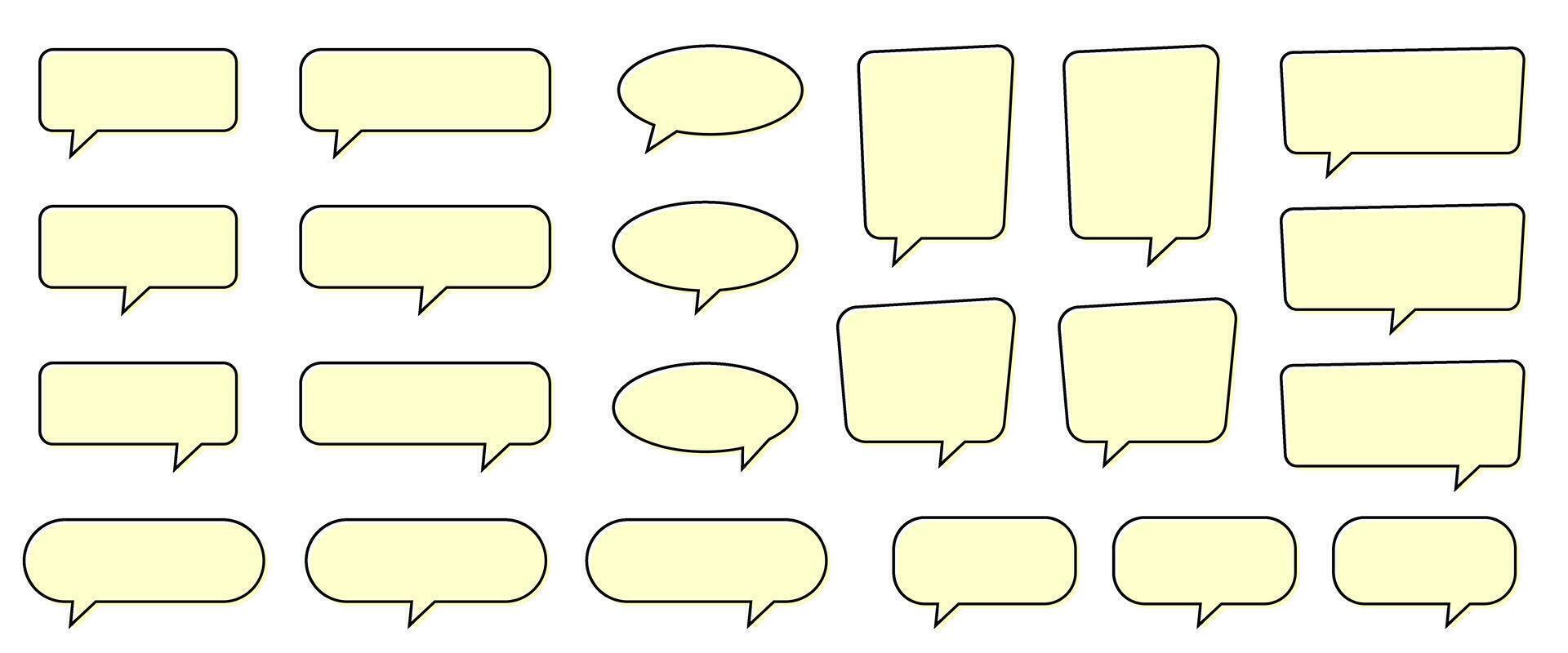 Yellow Chat and Speech Bubble Set. Empty Blank Speech Bubble. vector