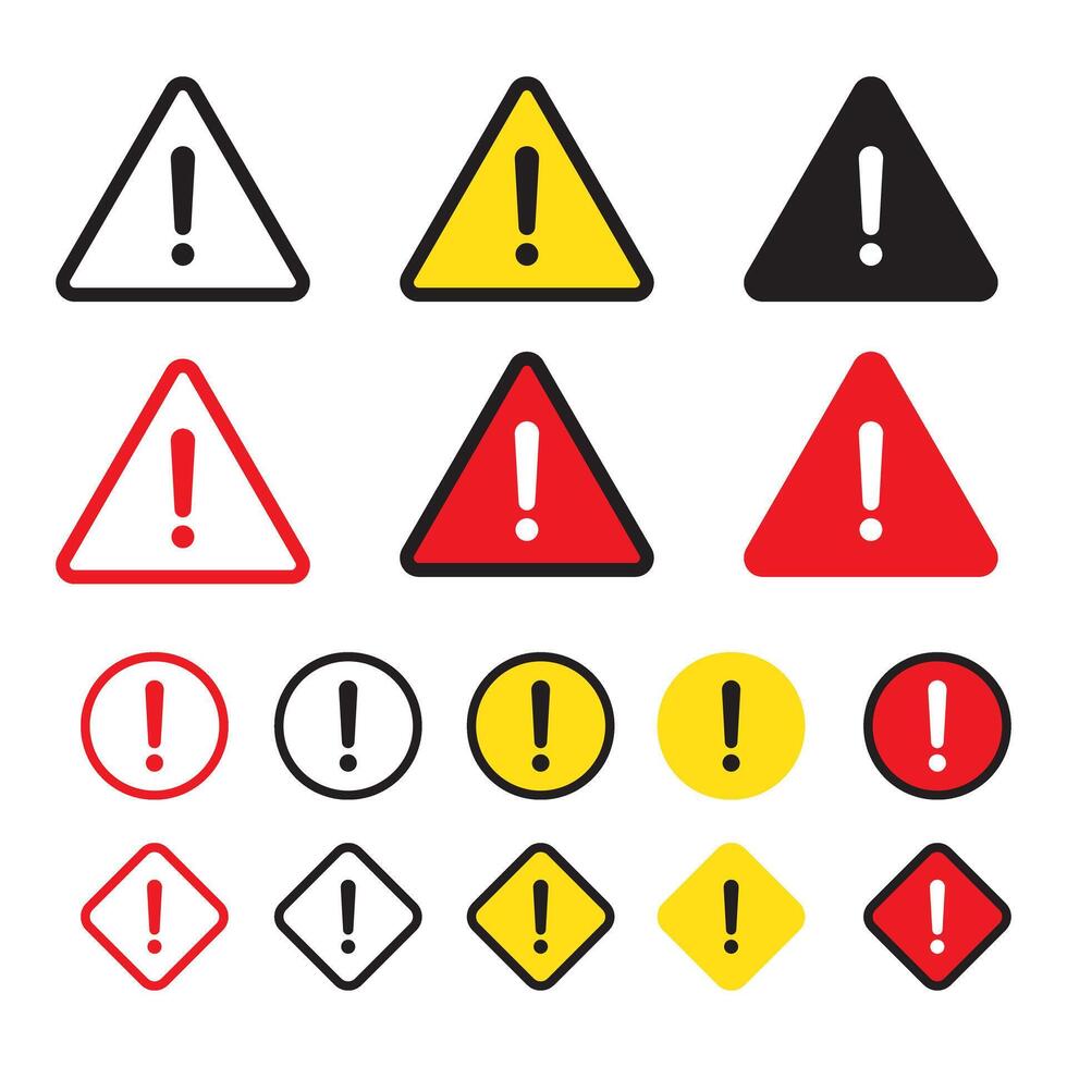 Danger sign, warning or attention sign. Danger warning attention icon with exclamation mark. Risk sign red, black and yellow. vector