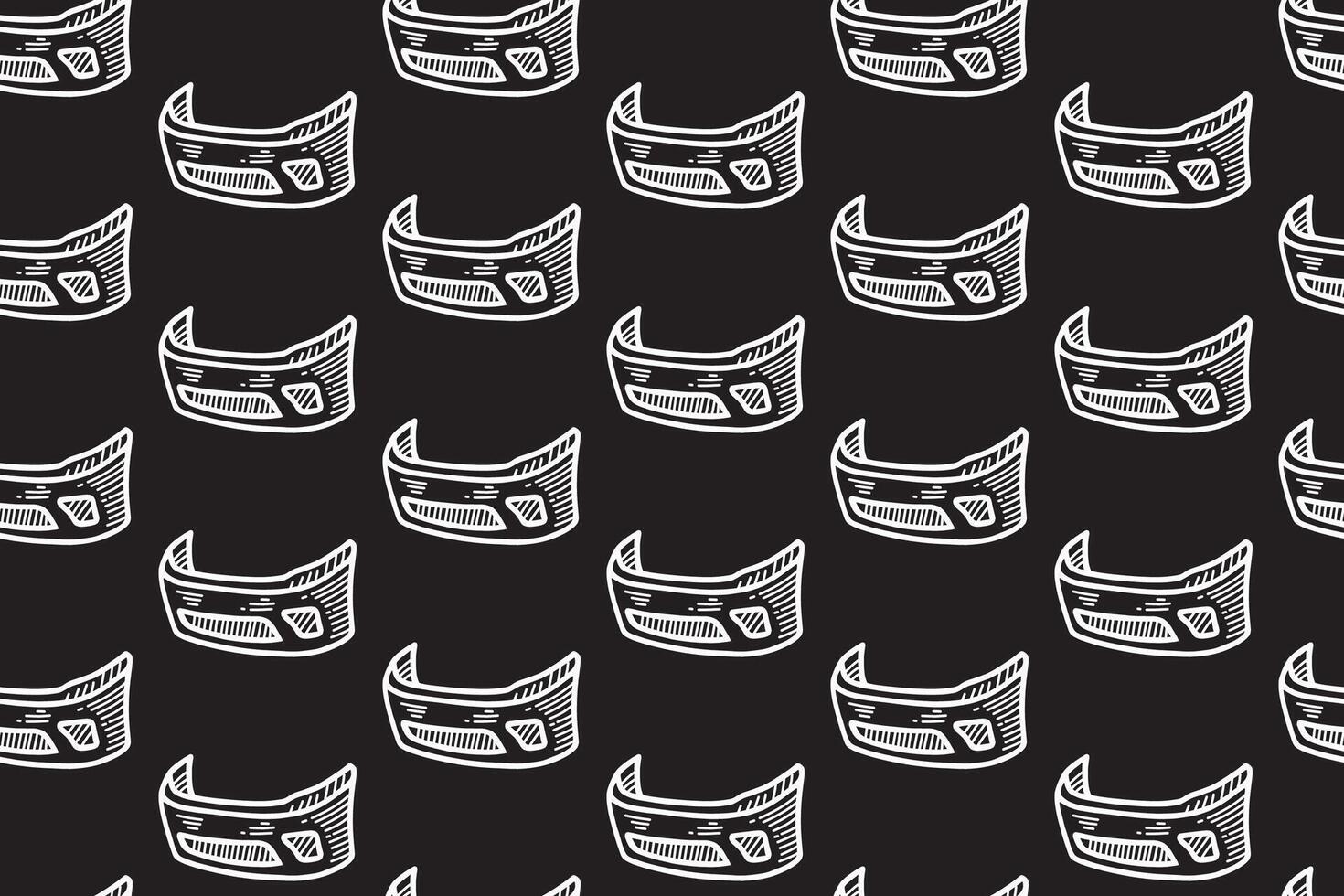 car bumper line art seamless pattern on black background. automotive grille engraving doodle pattern background. front bumper hatching motif wallpaper for garage, workshop, auto detailing merchandise vector