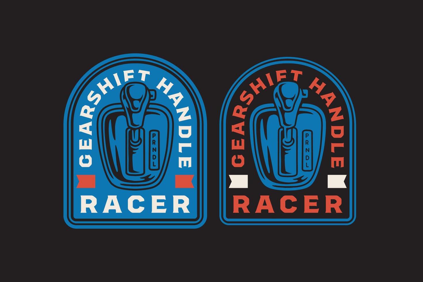 gearshift handle retro badge logo. vintage automotive gearshift part emblem design. racing car transmission illustration patch for automotive, car, garage, racing apparel and garage branding vector