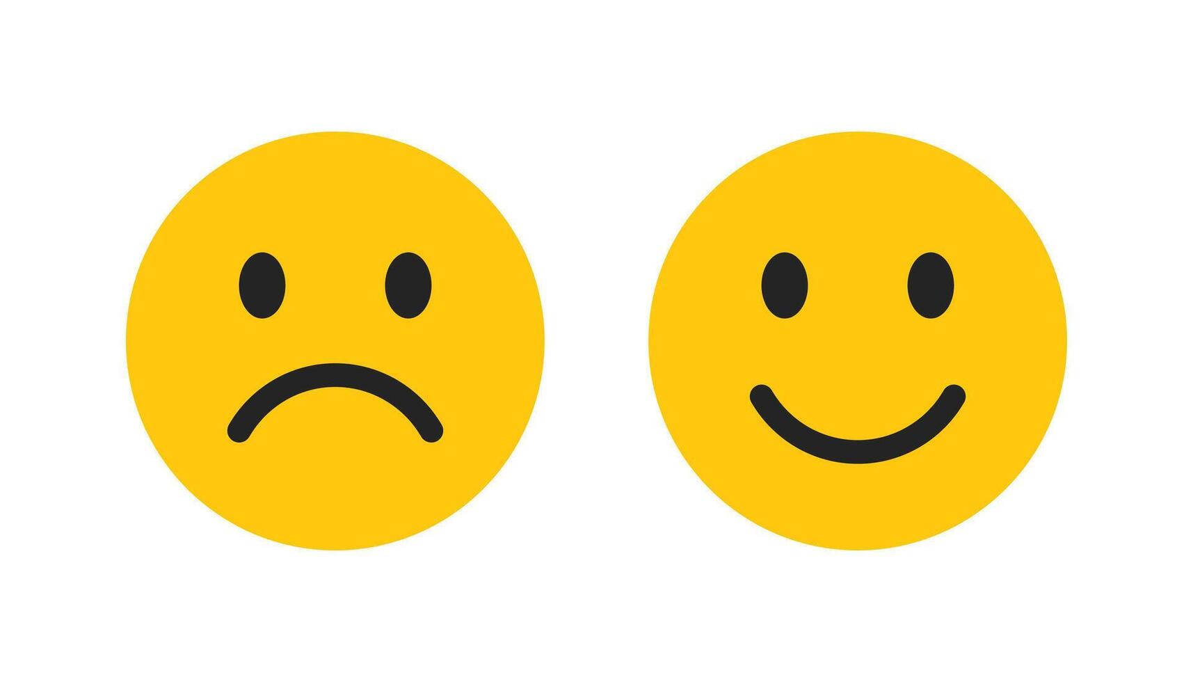 Happy and sad emoji face icon. Happy and sad smiley faces icon. Emoticon icon set. vector