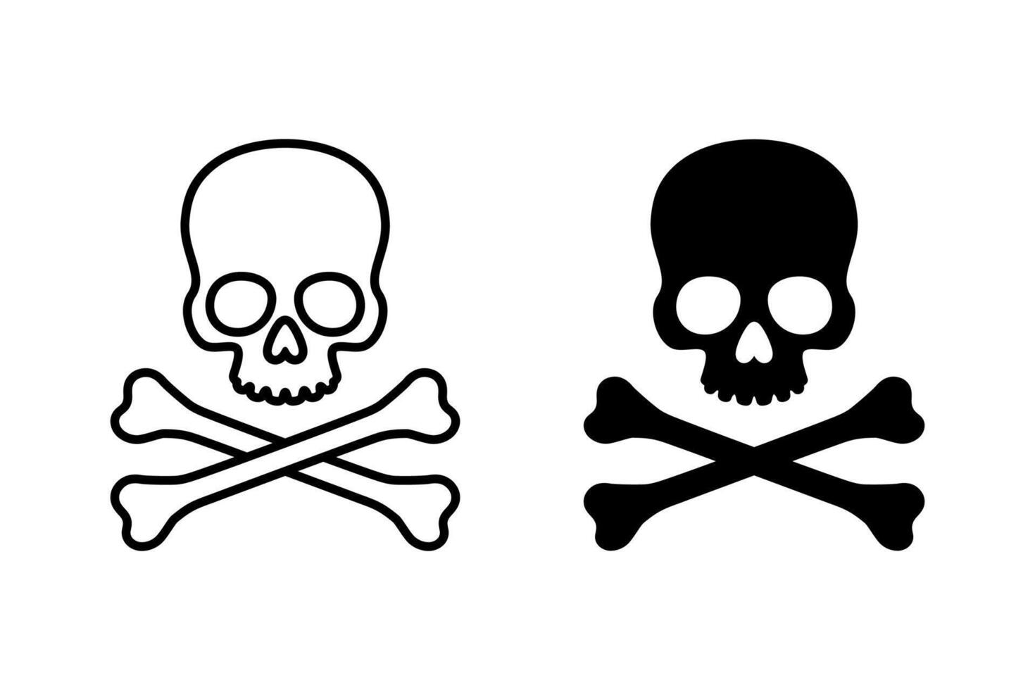 Skull icon set. Crossbones and skull icons. Roger symbol. Pirate scull icon. vector