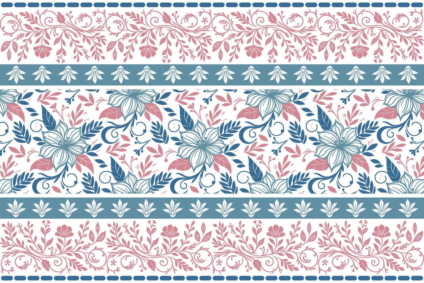 Floral pattern in pink and blue vector