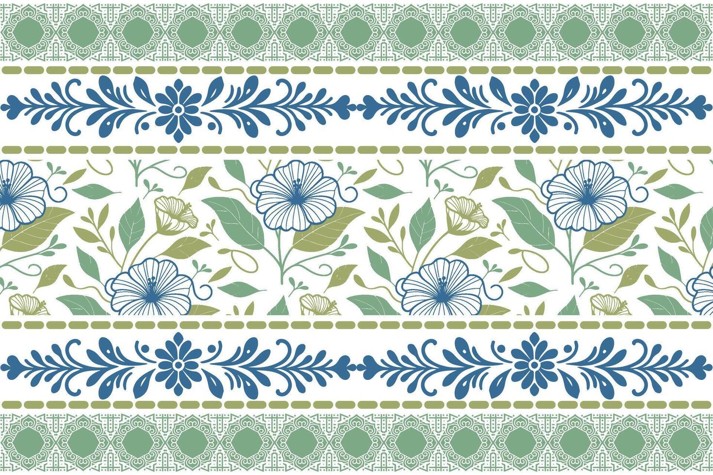 Floral pattern design in blue and green vector