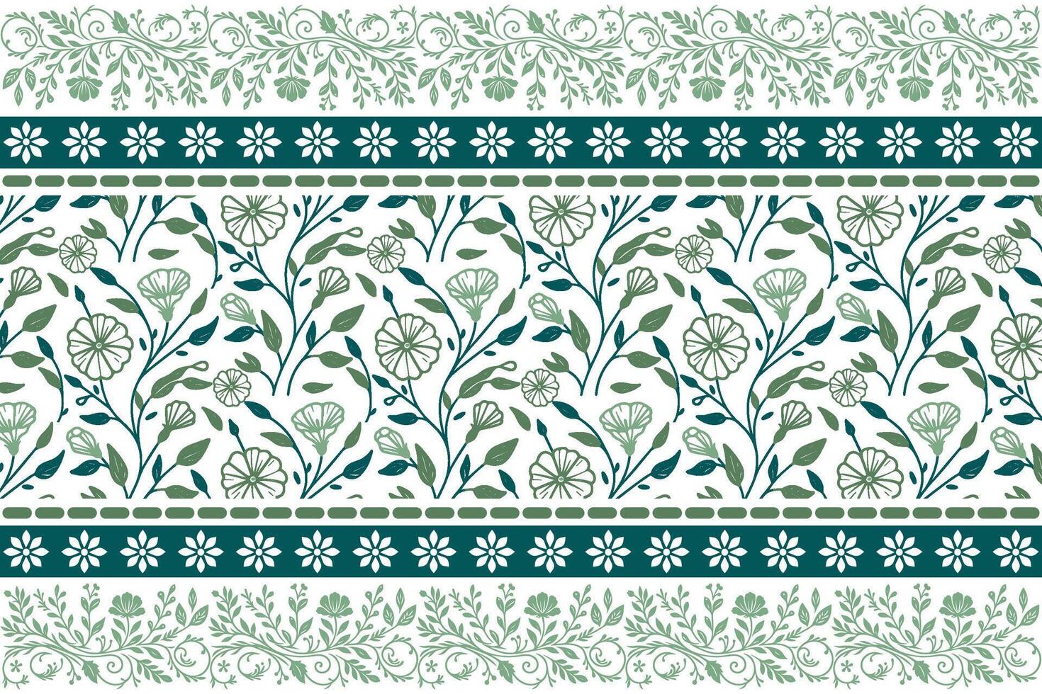 Floral pattern design in green and blue vector