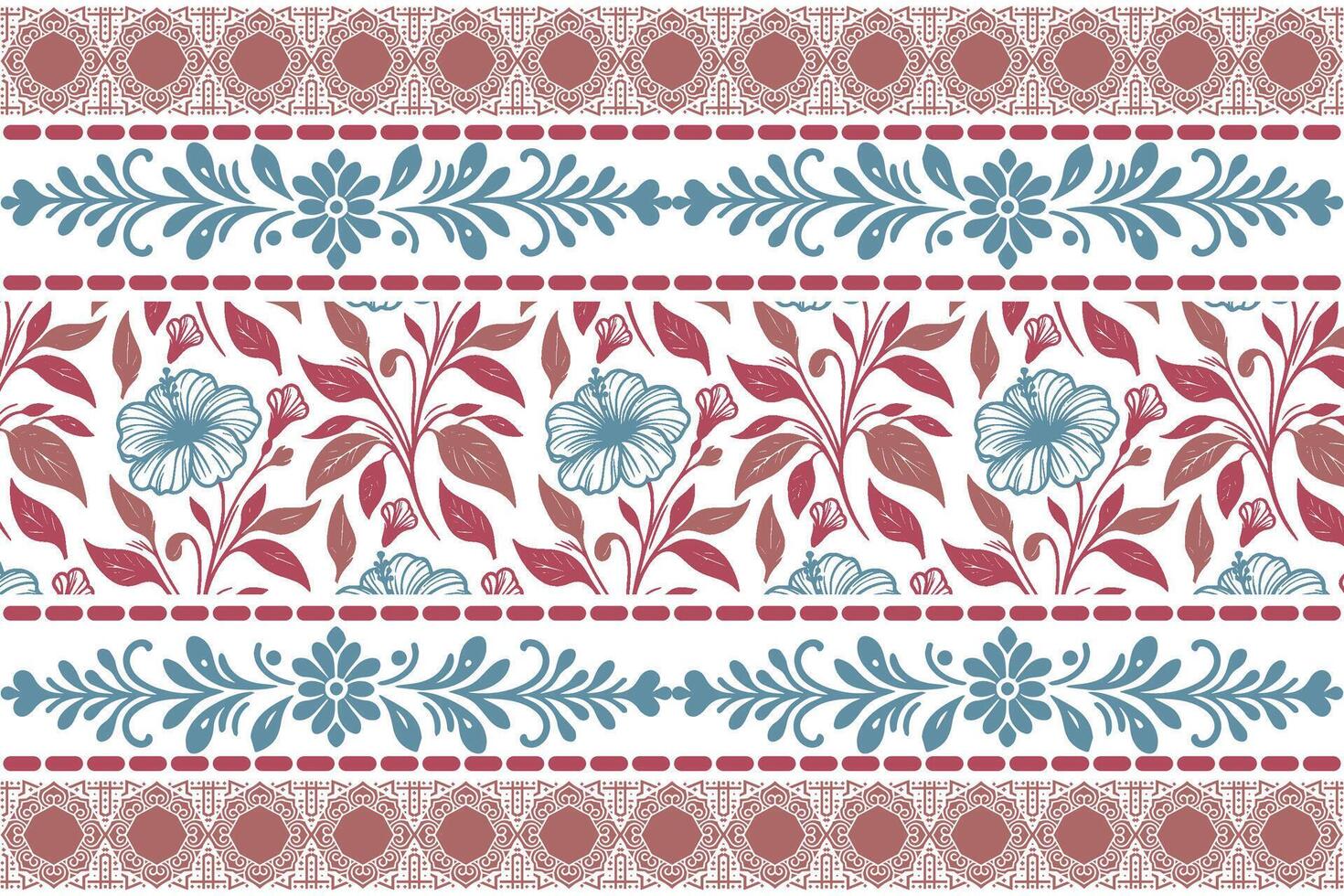 Floral pattern in blue and red vector