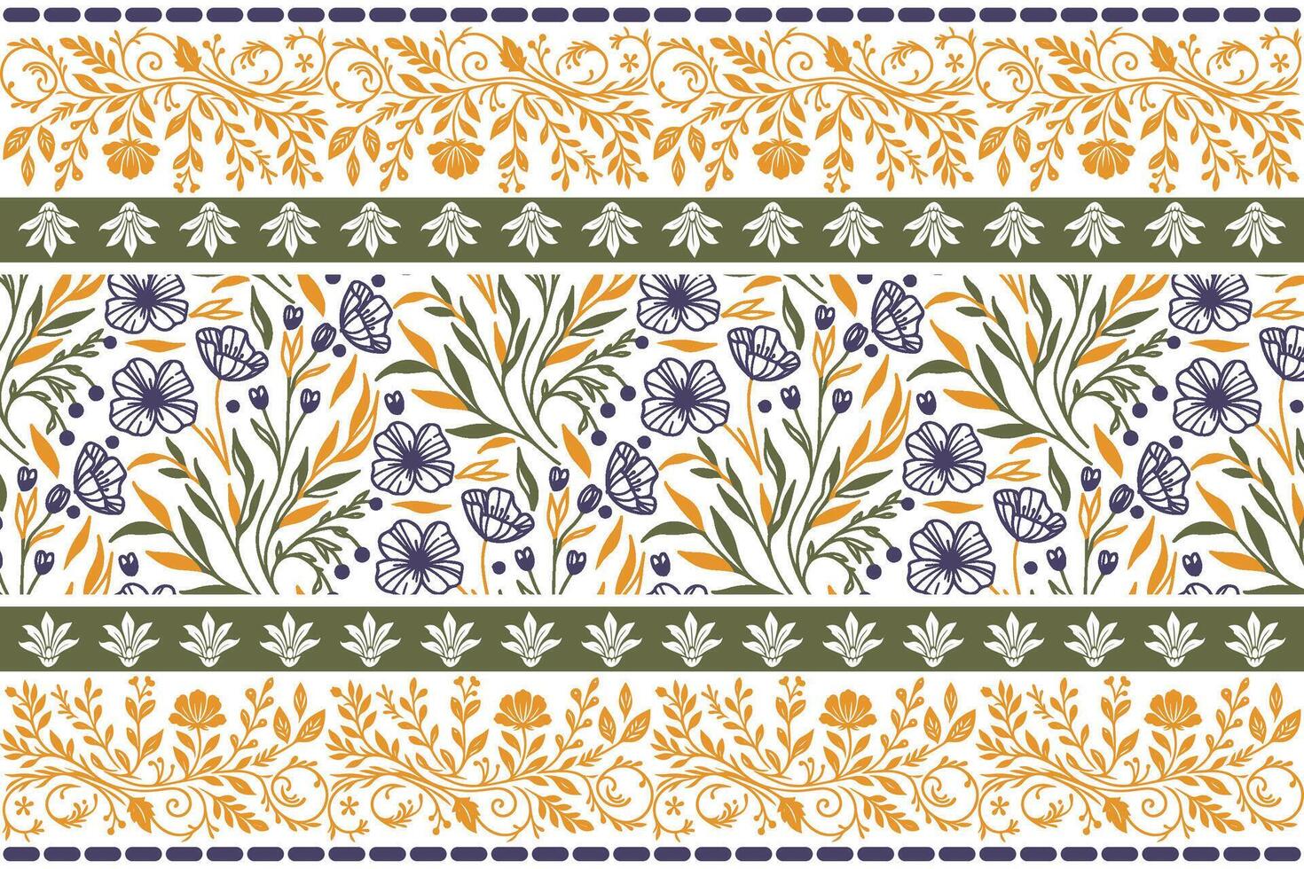 Colorful floral patterned design with butterflies vector