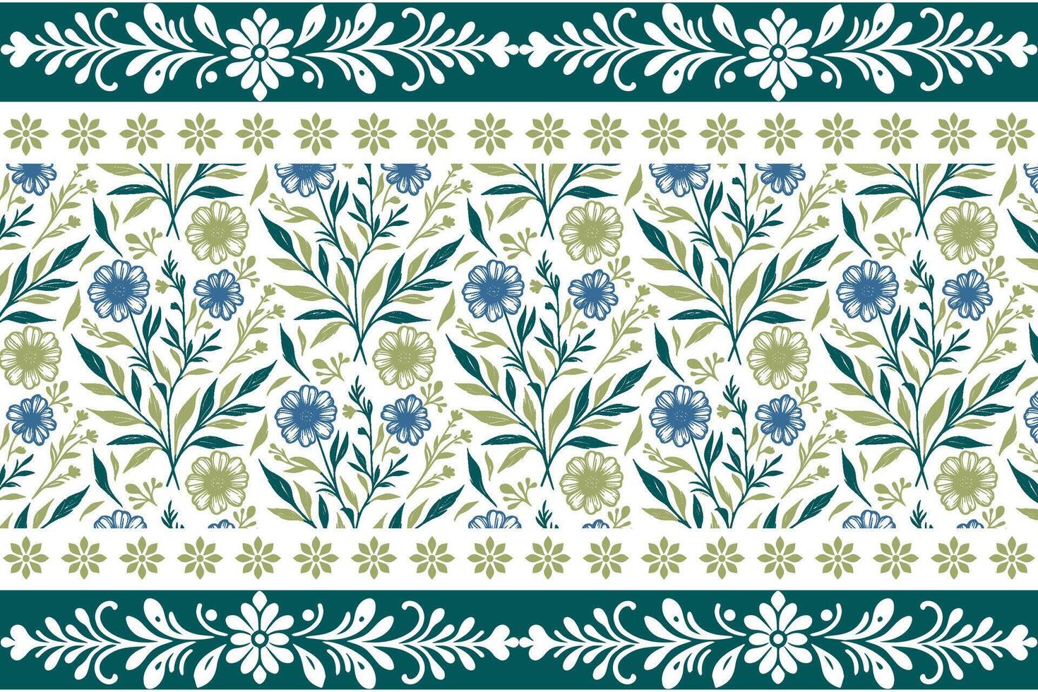 one line floral design with delicate border illustrations ideal for fabric printing, wrapping sheets, and modern pillowcase textile vector
