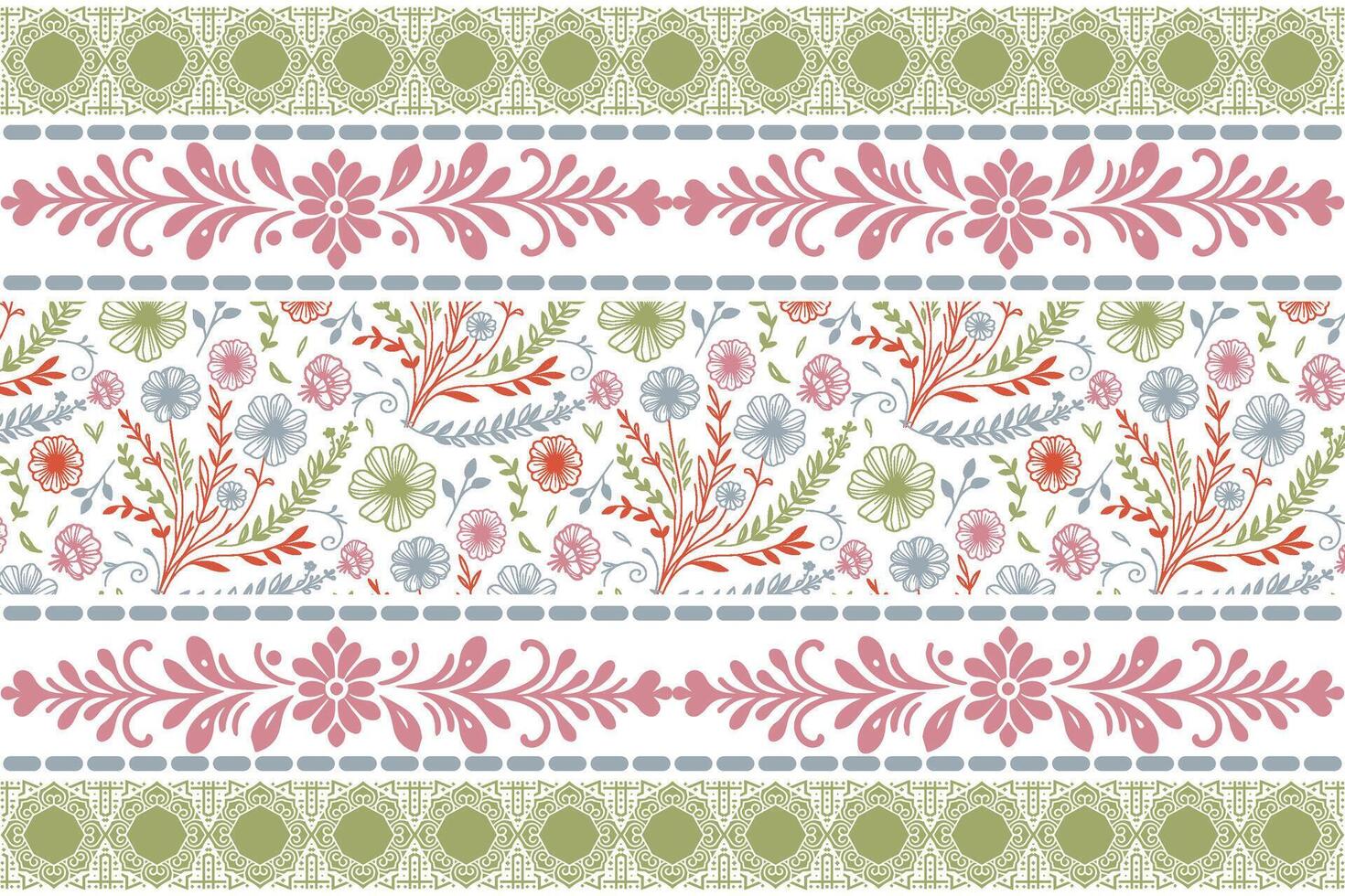 Floral pattern with colorful flowers and leaves vector