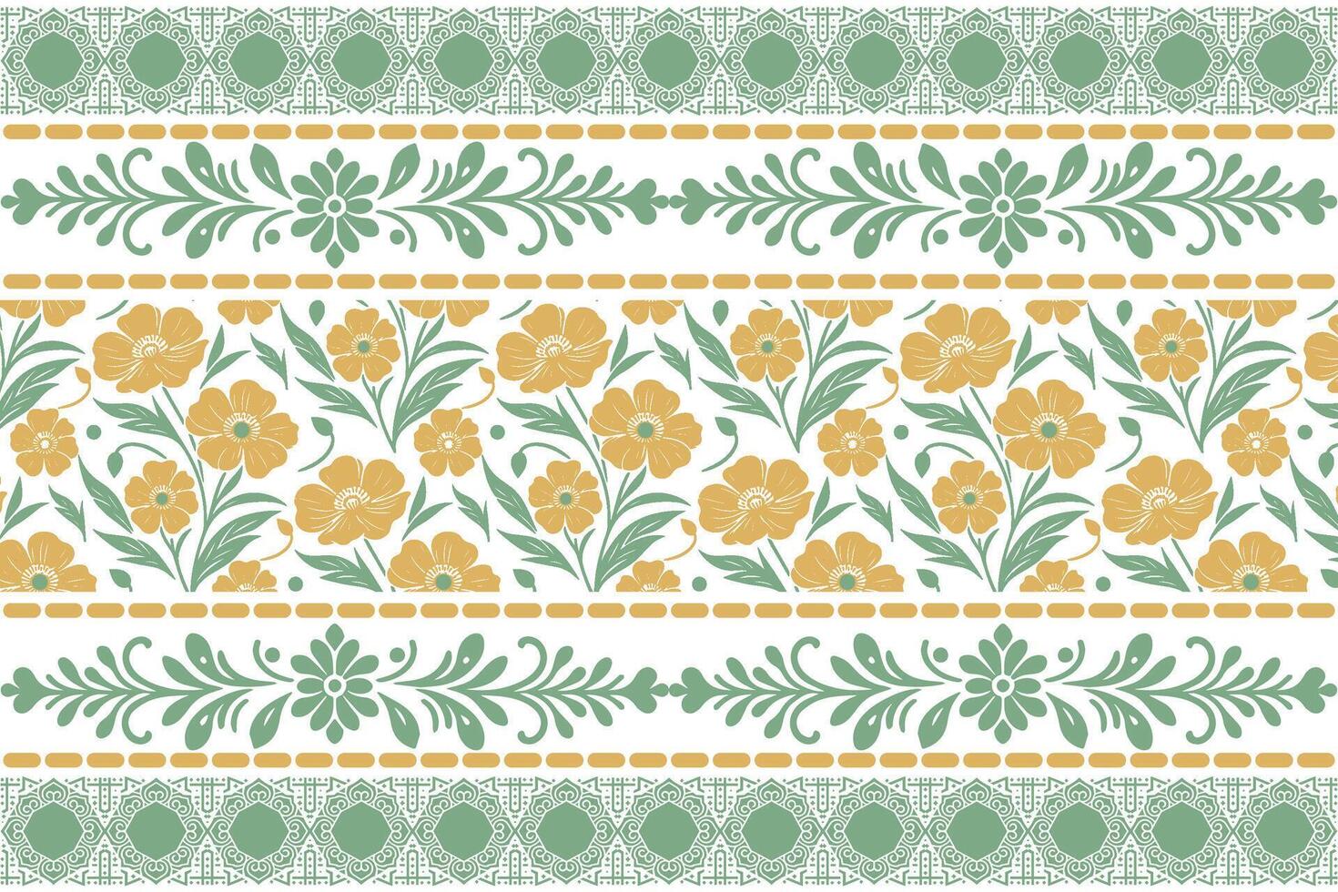 flowing botanical drawing bordered by linear outlines crafted for fabric surfaces, fashion accessories, and home textile uses vector
