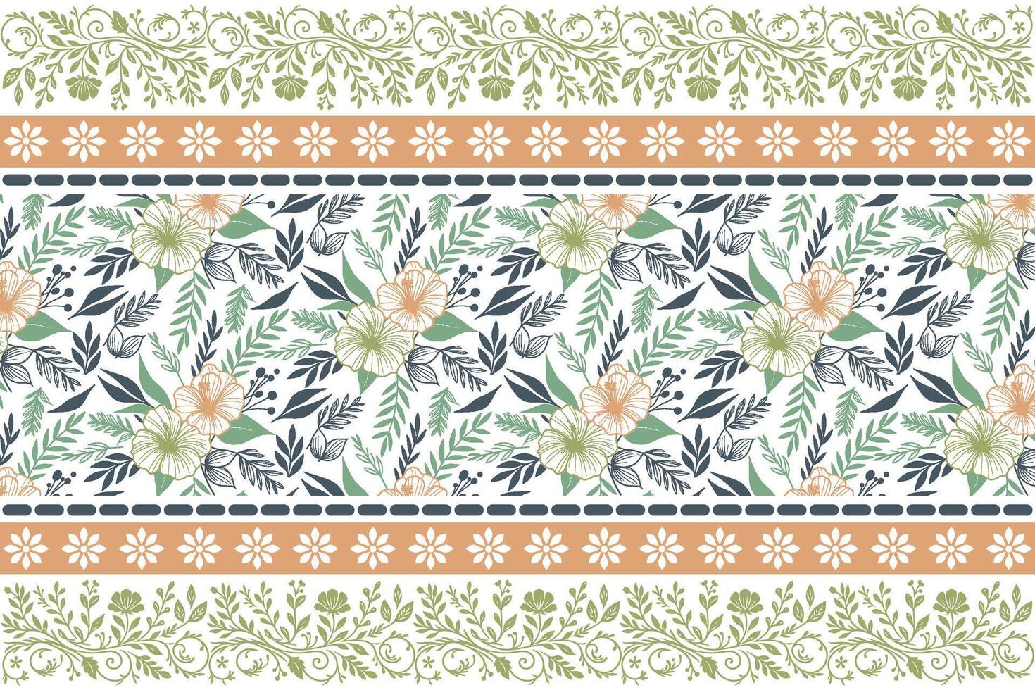 clean floral line drawing paired with a subtle border for use in textile surfaces, packaging products, and stylish pillow cover fabric vector