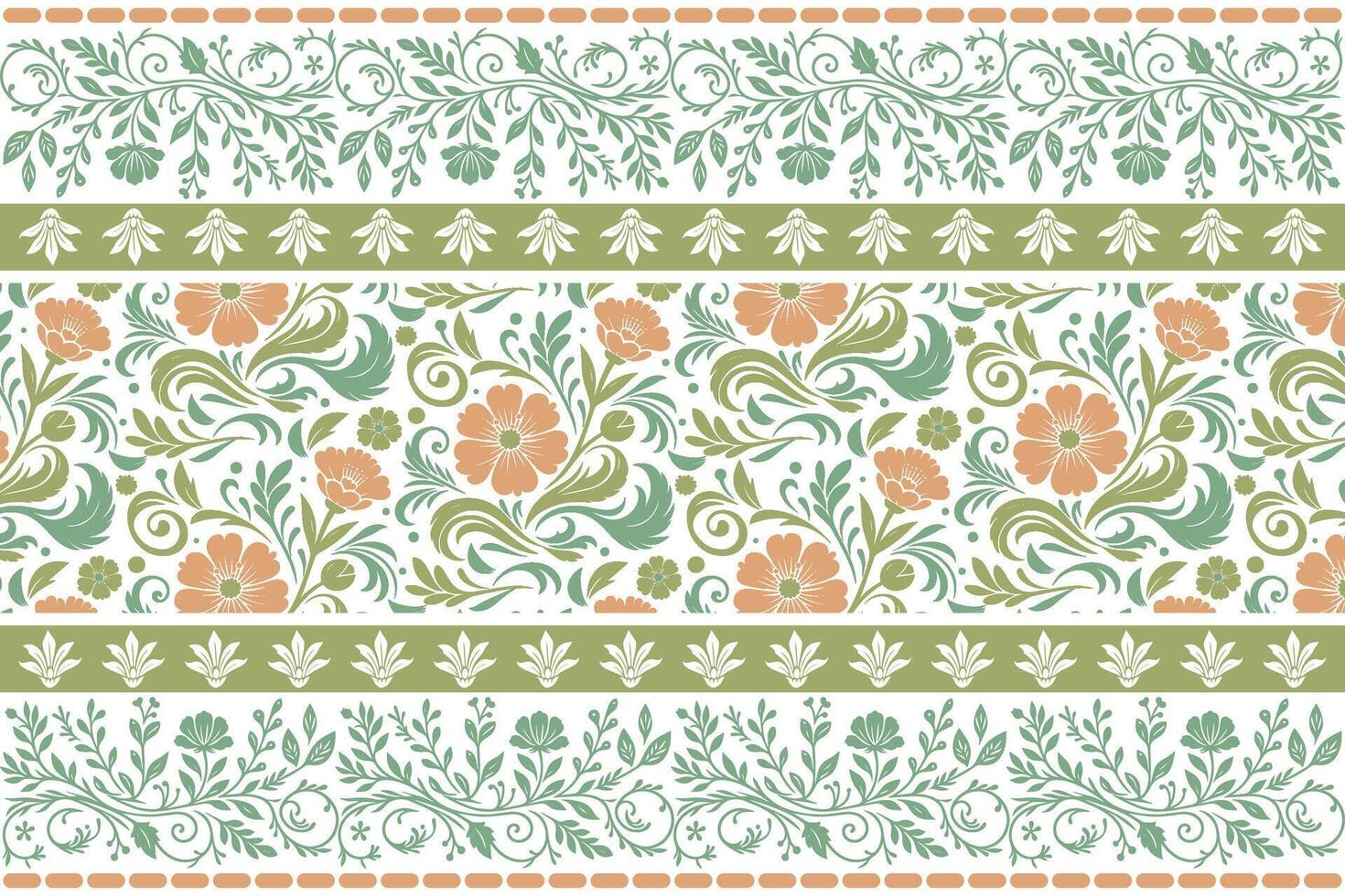 artistic rose and foliage design combined with border framing created for home fabric projects, wrapping paper, and clothing prints vector