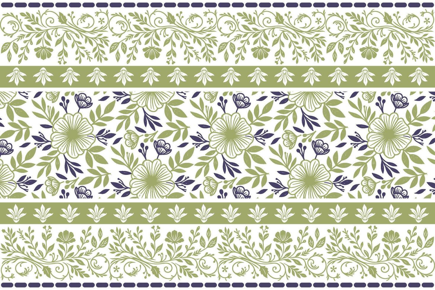 minimalist flower and leaf border arrangement for stylish textile usage including bedsheet design, fashion clothing, and kitchen fabric vector