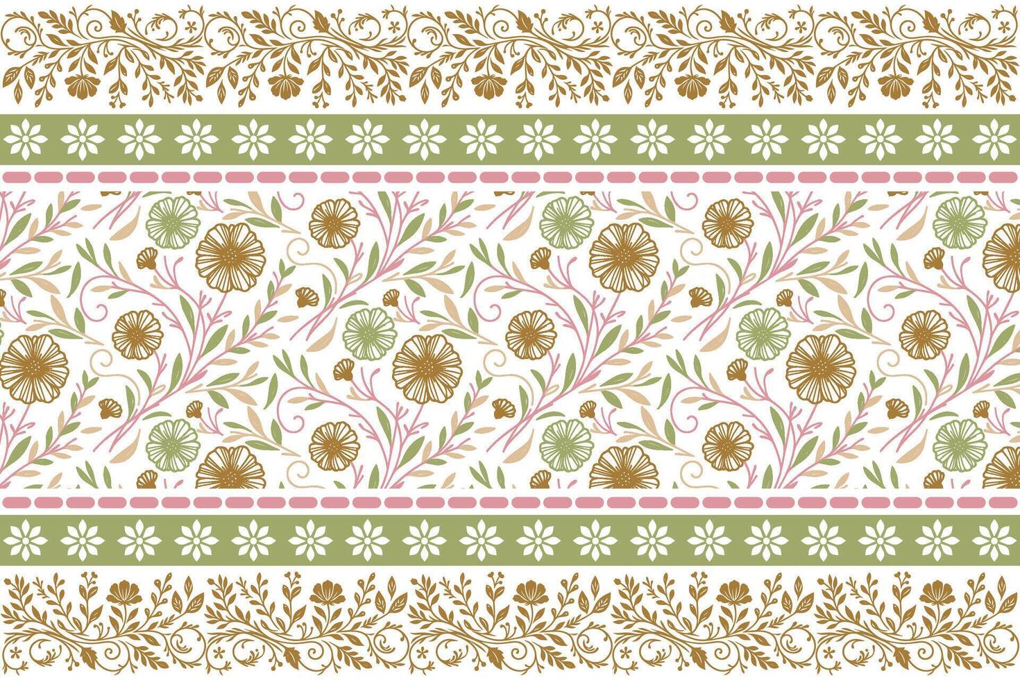 rose and foliage outline composition accented with a line art border for fashion textile, soft furnishing, and printed fabric projects vector