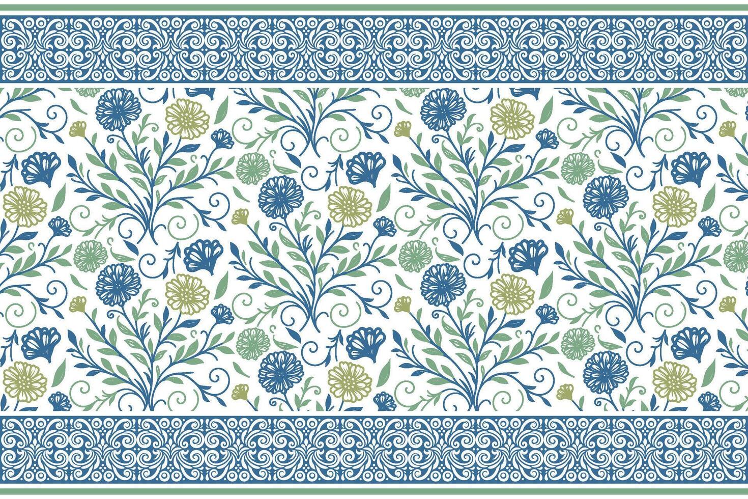 Floral pattern in blue and green vector