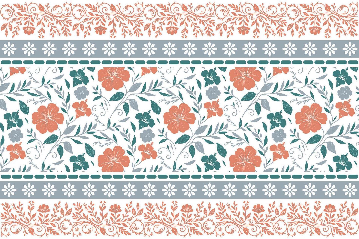 modern botanical pattern framed with border lines created for use in textile artwork, kitchen wear designs, and packaging applications vector