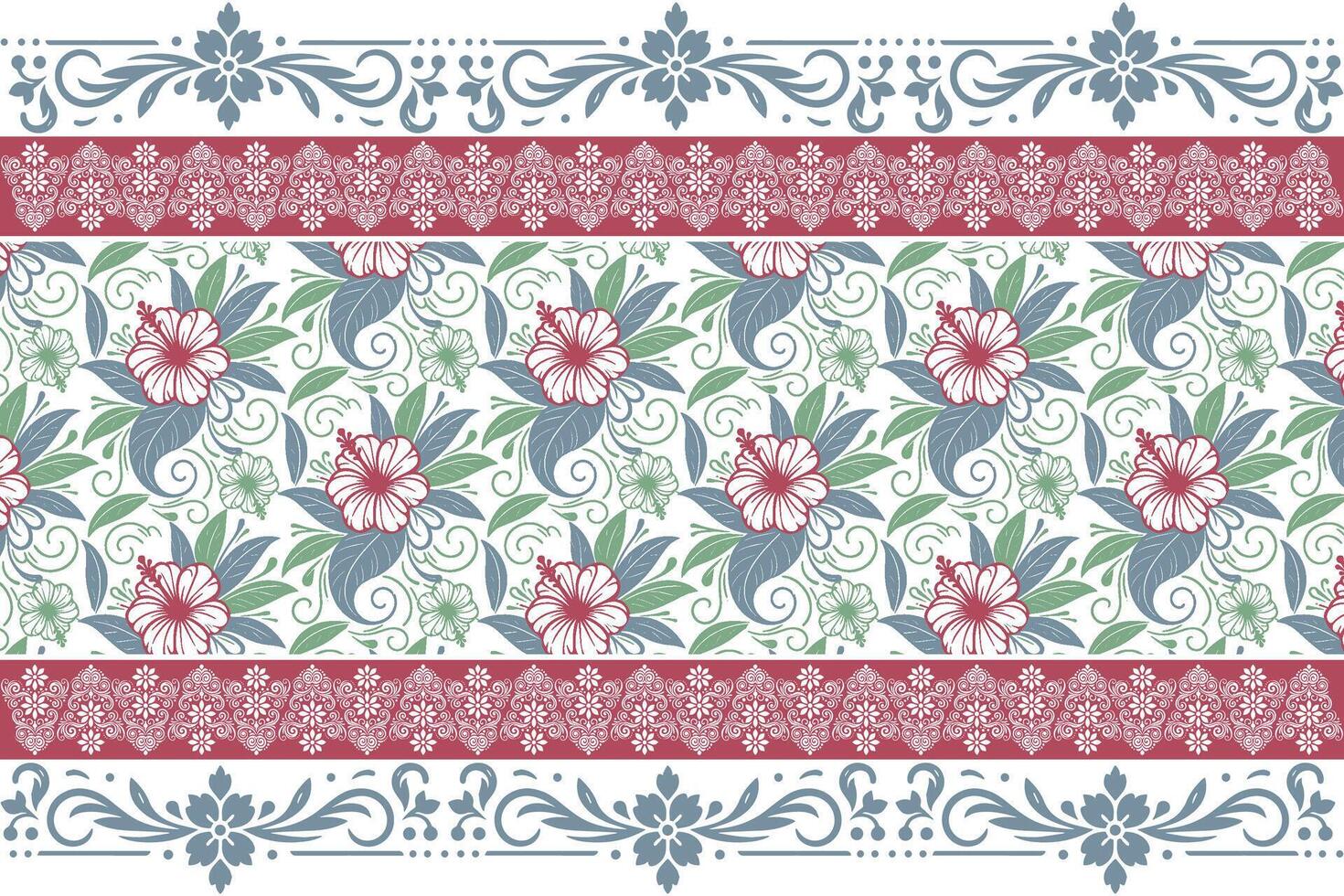 delicate botanical line drawing featuring cotton flowers and elegant border styling for kitchen textiles, gift wrap sheets, and fabric printing vector