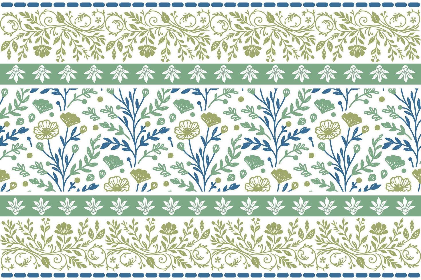 linear flower and leaf pattern designed with a subtle border detail for pillow cover production, fashion fabric, and wrapping paper vector