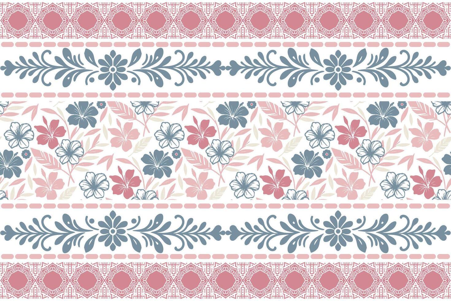 Floral pattern with pink and blue flowers vector