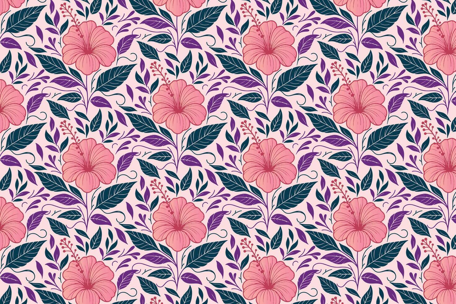 Floral pattern with hibiscus flowers vector