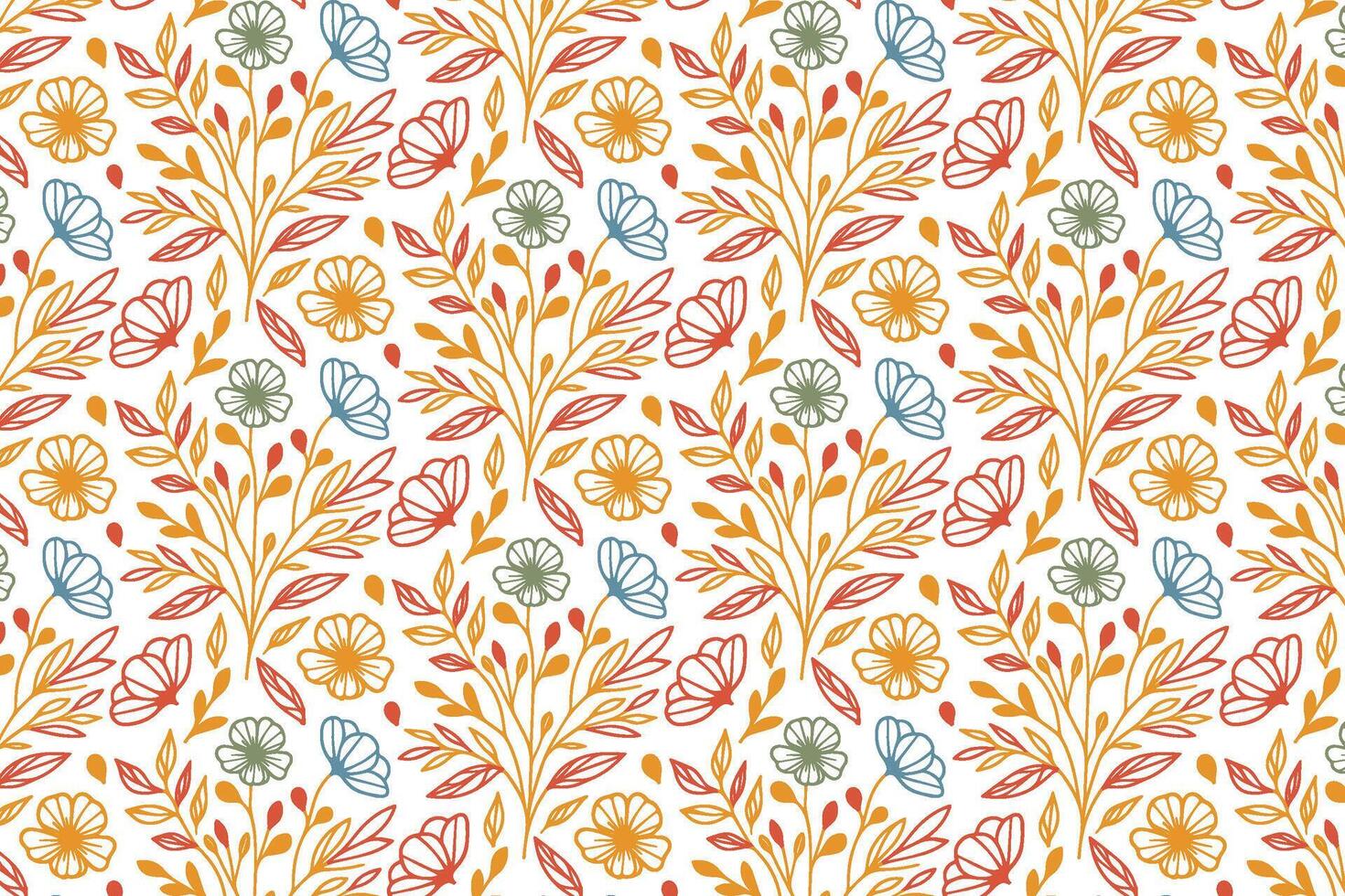 artistic one line floral motif pattern with repeating botanical shapes for wrapping usage kitchen wear bedding and fashion fabric vector