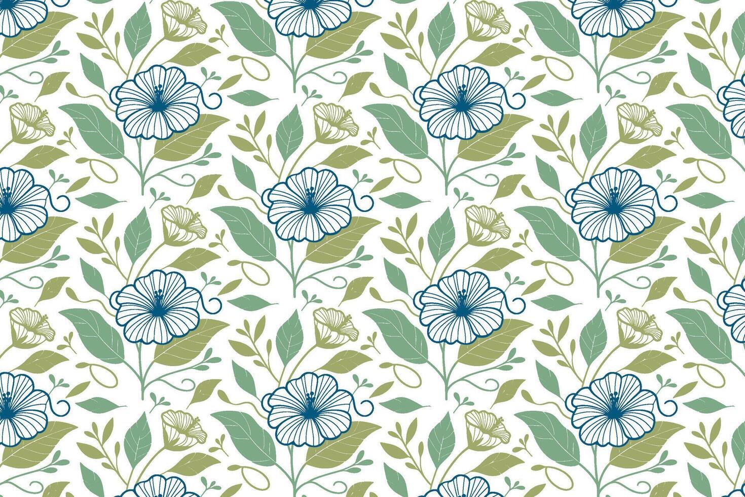trendy floral line artwork with cotton flower motifs designed for home textile decoration pillow cover and repeat pattern layouts vector