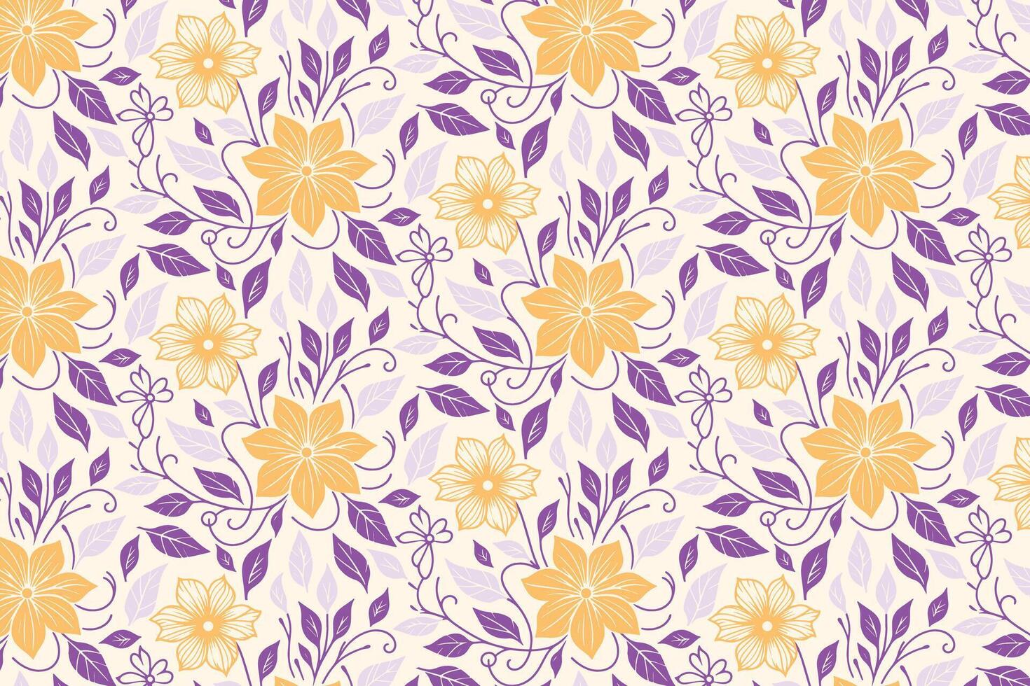 floral pattern with flowing one line sketches of roses and cotton flowers for product packaging, textile surface, and fashion use vector