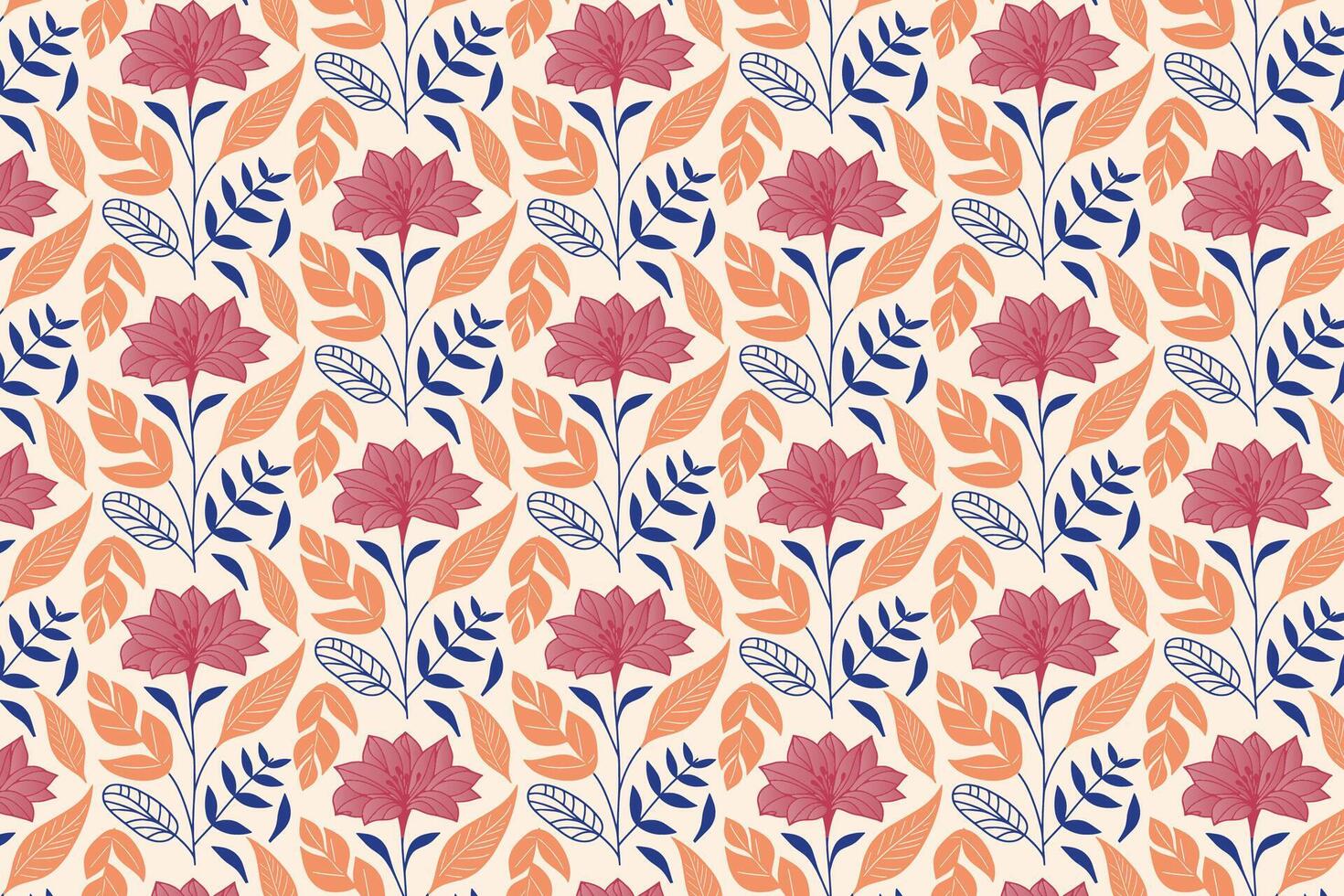 floral sketch pattern with fine one line roses and leafy elements for fabric printing and wrapping paper production vector