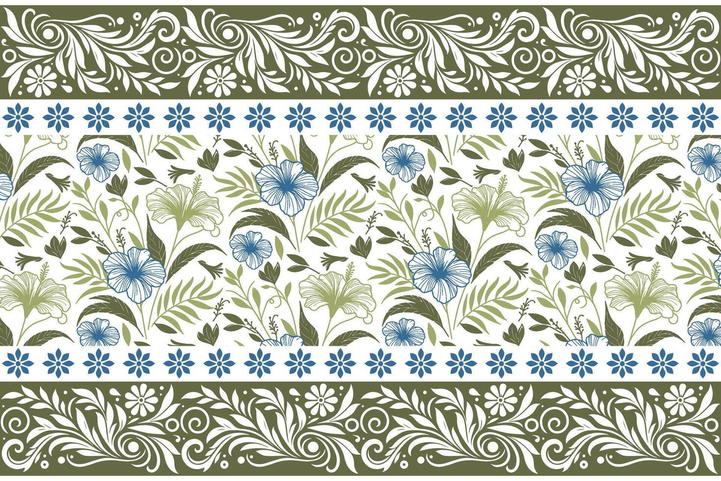 line floral pattern featuring elegant border of hand drawn leaves and sketch roses for textile fabric, wrapping paper, and women wear vector